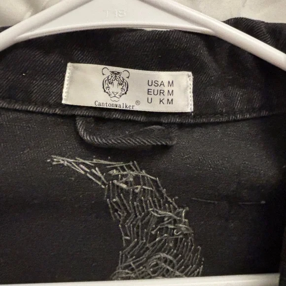 Black Denim Jacket with Silver Moon and Stars - Picture 8 of 8